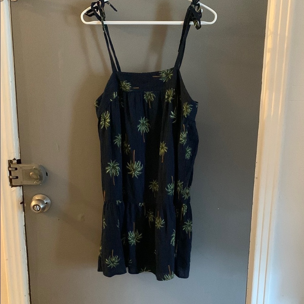 LOFT‎ Beach Navy Dress with palm trees
